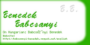 benedek babcsanyi business card
